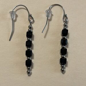Handmade 🖤 Black Cube Rondelle Earrings